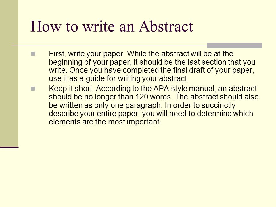 How to Write an Abstract for a Research Paper
